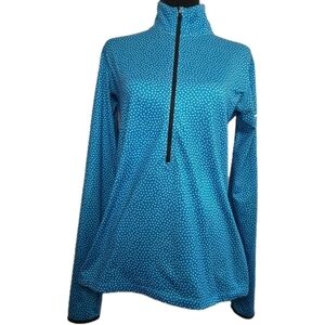 Nike Pro Dri-Fit Women’s L Teal Polka Dot 1/2 Zip Pullover Golf Runners